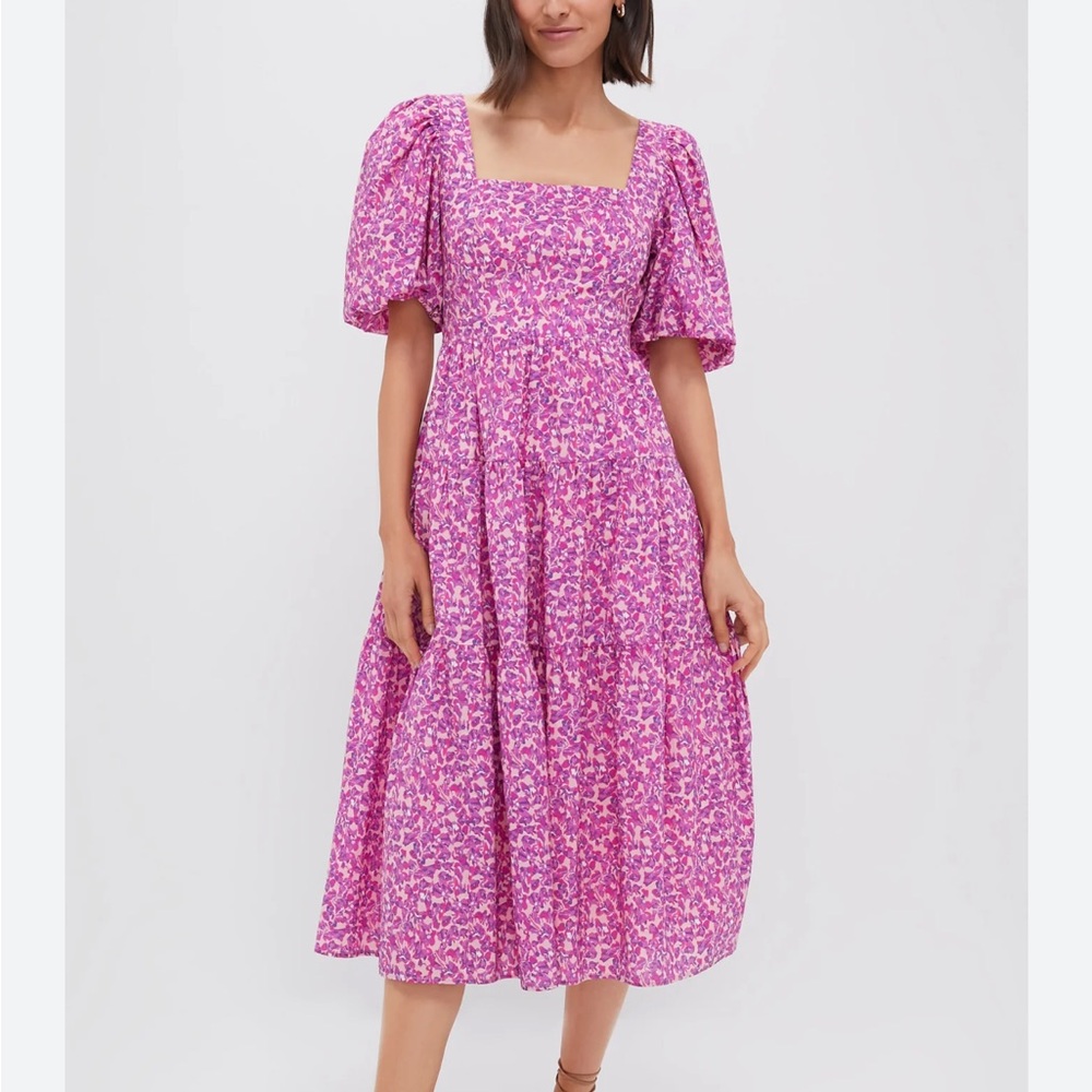 Tuckernuck Hyacinth House Estella Pink Floral Midi Dress Size L